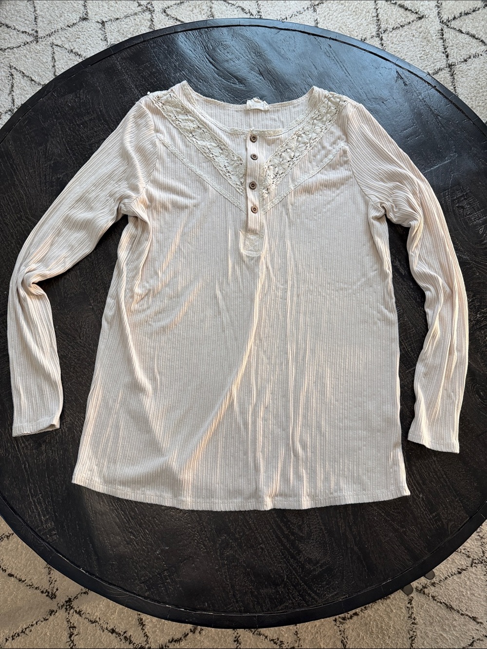 1.4.3. Story by Line Up Cream Lace-Trim Ribbed Henley Long Sleeve